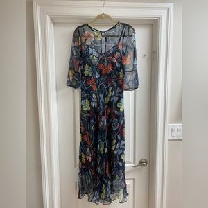 LK Bennett Floral Silk & Chiffon Dress ; Size 4